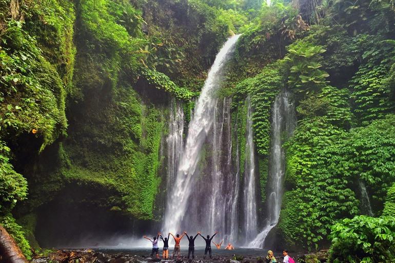 Air Terjun Tiu Kelep, waterval vanuit Senaru, Lombok