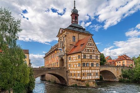 Altes Rathaus midden in de rivier, Bamberg