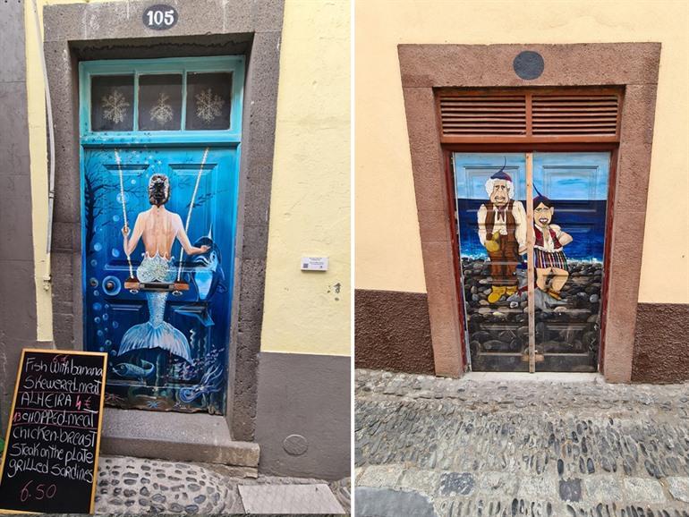 De beschilderde deuren in Funchal