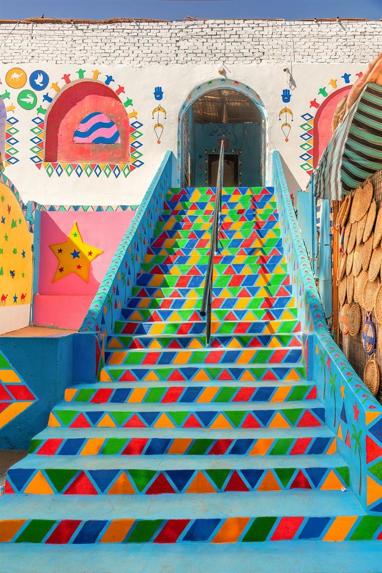 De kleurrijke huizen van de Nubische dorpen