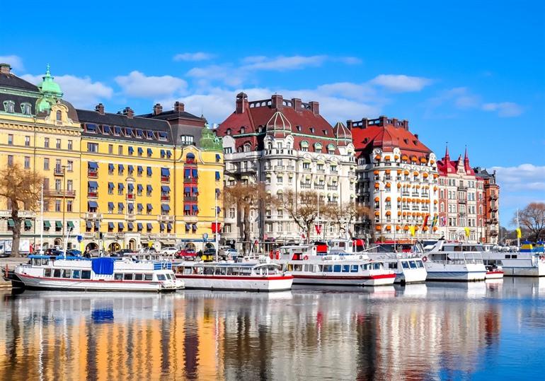 De stadspaleizen op Strandvagen