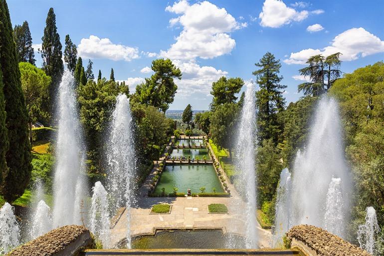 De tuinen van Villa d'Este bezoeken in Rome