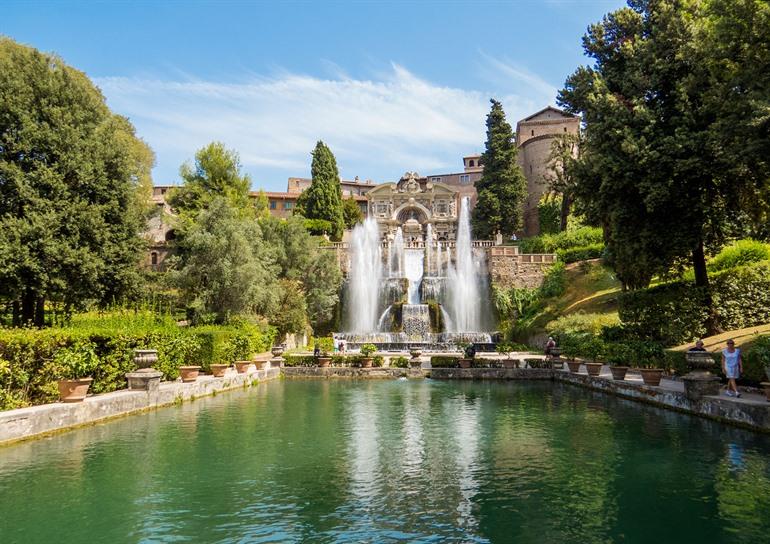 De tuinen van Villa d'Este bezoeken in Rome