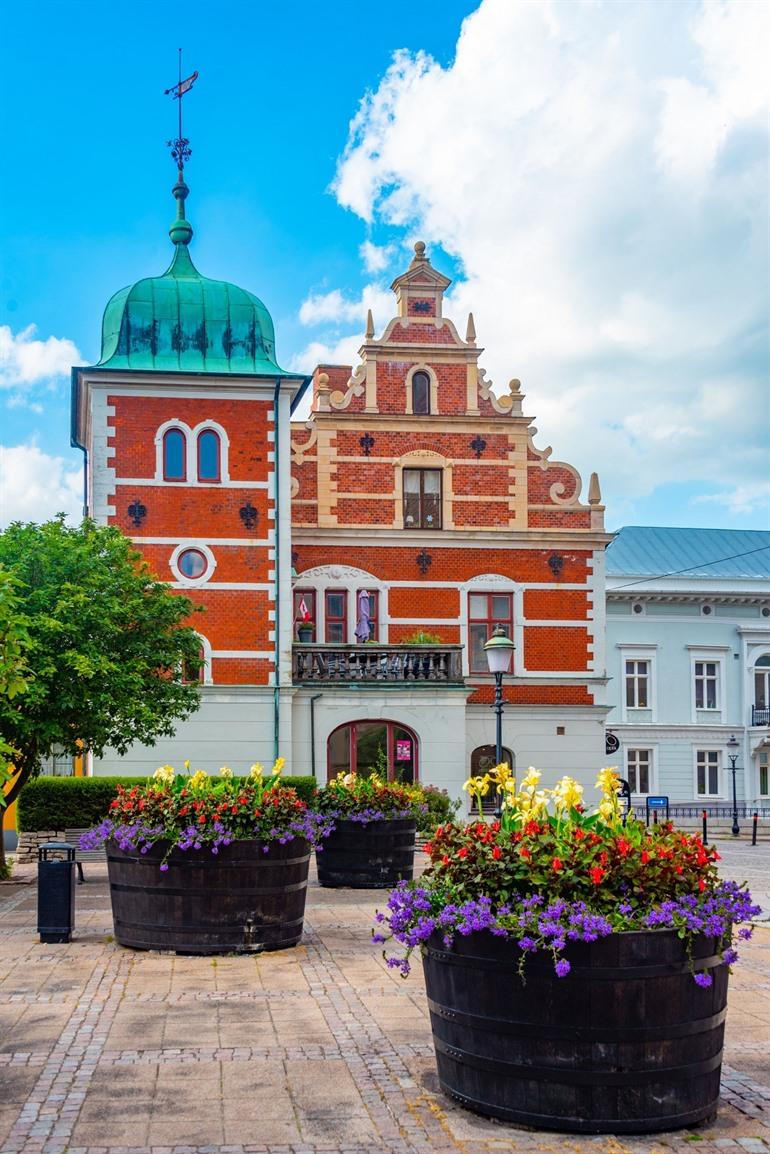 Geplaveide straatjes in het centrum van Ystad, Zuid-Zweden