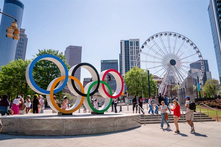 Het bekende logo in Centennial Olympic Park