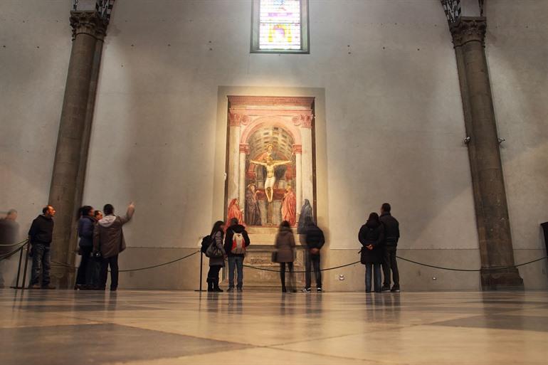 Het fresco van Masaccio in de Santa Maria Novella, Firenze