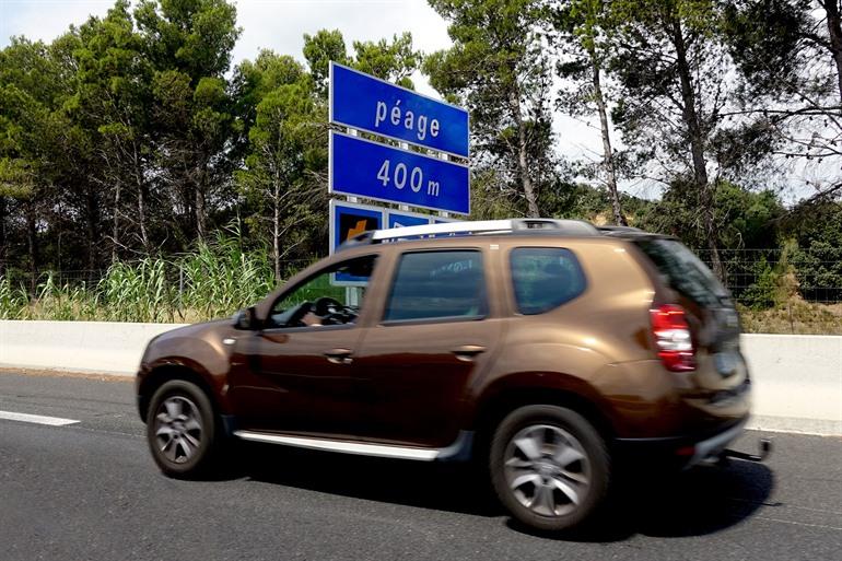 Het infobord langs de baan voor de Péage, Frankrijk