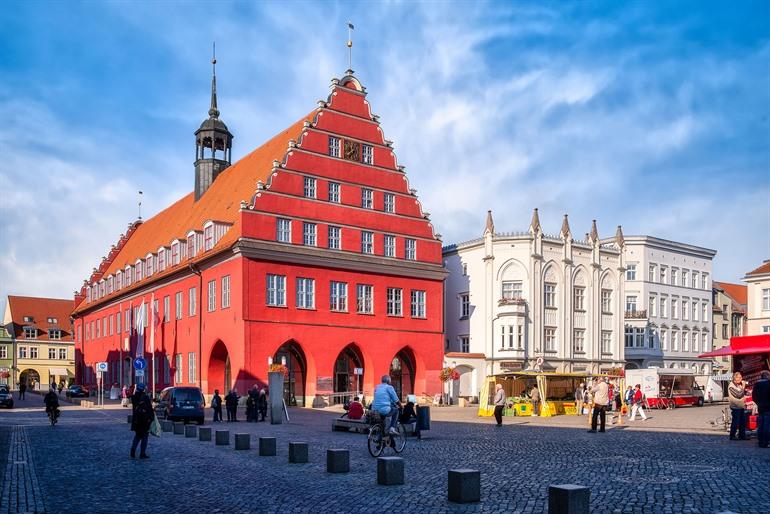 Imposante stadhuis van Greifswald, Mecklenburg-Vorpommern