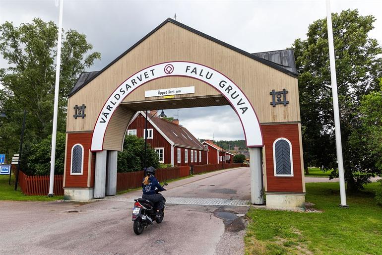 Ingang van de kopermijn van Falun, Zweden