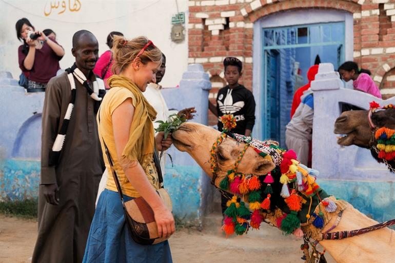 Kamelen in de Nubische dorpen