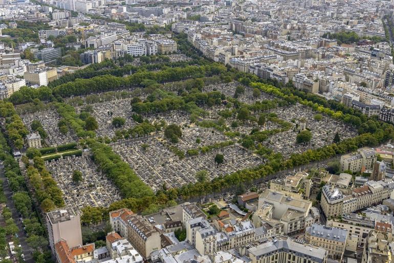 Kerkhof Pere Lachaise in Parijs Luchtbeeld