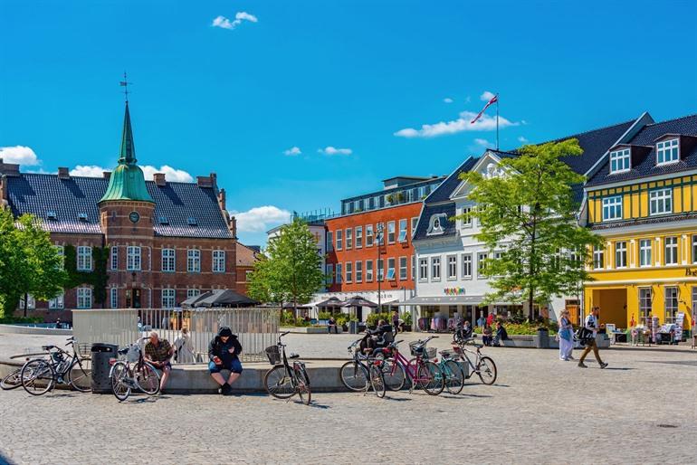 Kleurrijke stadscentrum van Silkeborg, Jutland
