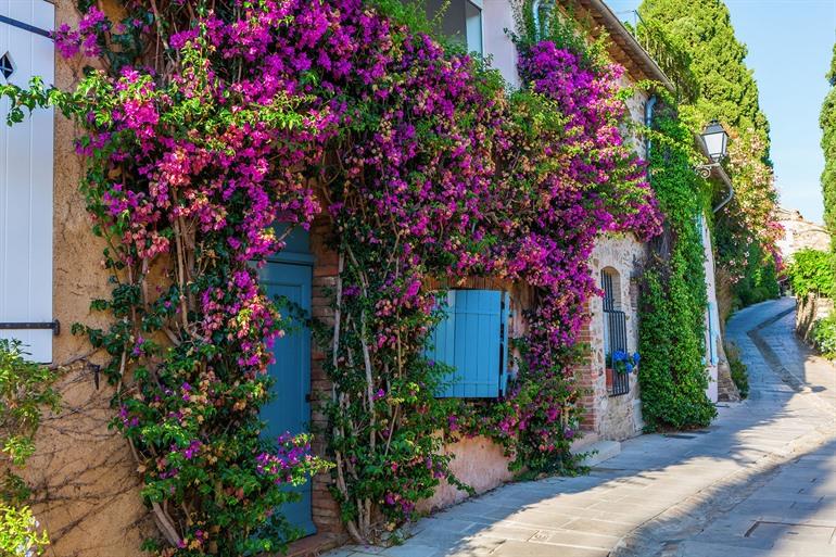 Kleurrijke straatjes van Grimaud, Côte d'Azur