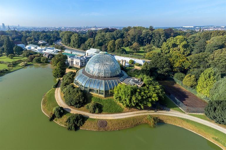 Koninklijke Serres van Laken van bovenaf, Brussel