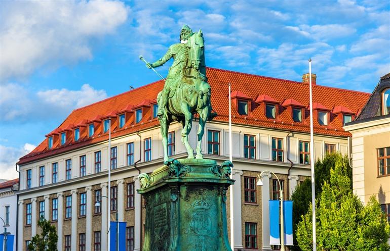 Kopparmärra standbeeld van Karl IX in Göteborg, Zweden