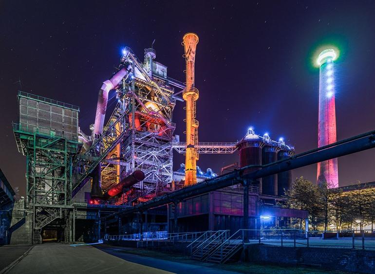 Landshaftspark Duisburg-Nord by night