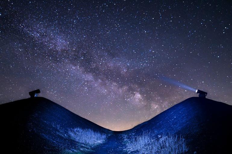 Lichtinstallatie op de Halde Rungenberg, Ruhrgebied