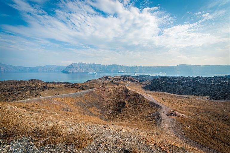 Nea Kameni vulkanisch eiland in Santorini