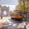 Neem de historische gele tram in Milaan, Italië