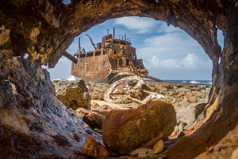 Oud scheepswrak bij Klein Curaçao
