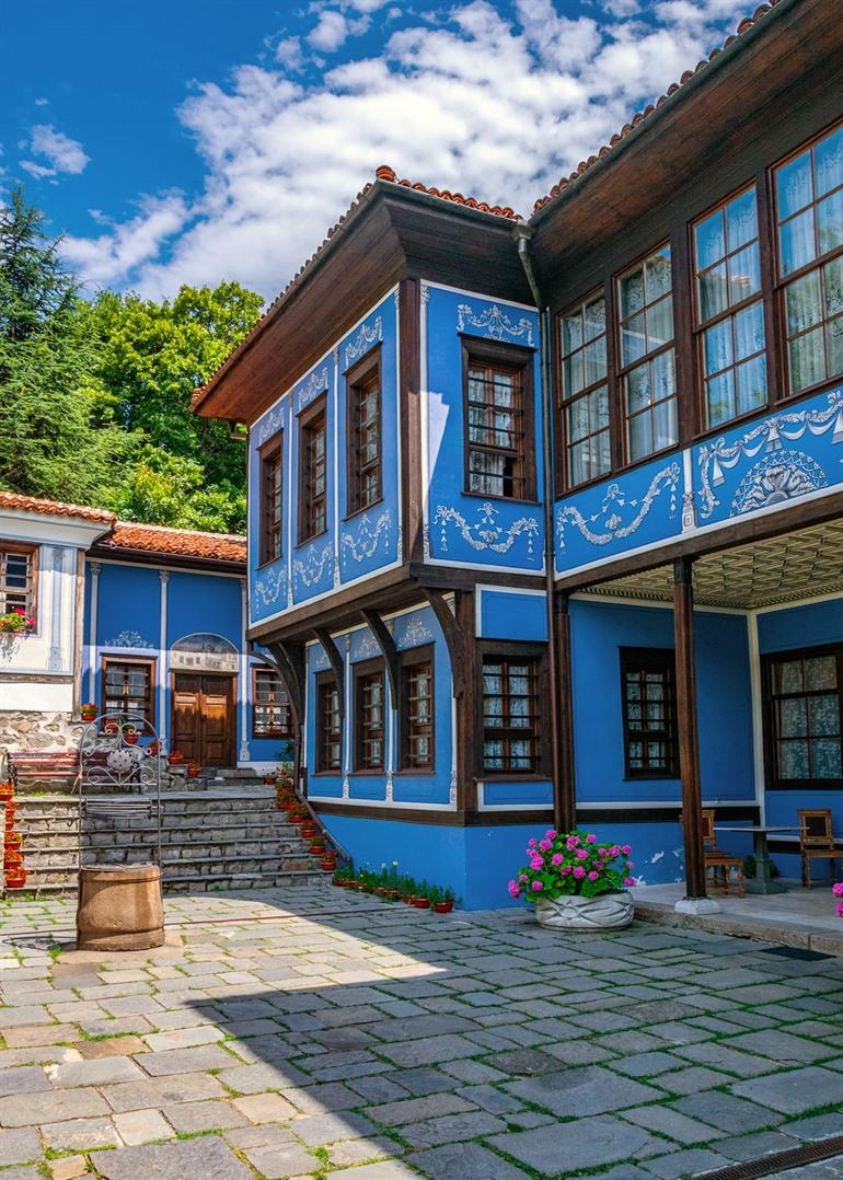 Oude huizen in typisch Bulgaarse stijl, Plovdiv