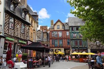 Oude vakmanshuisjes in Rennes, Bretagne, Frankrijk