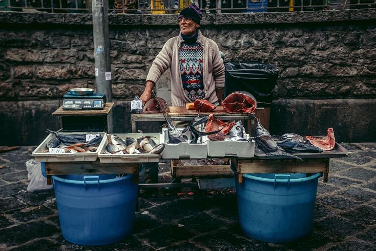 Oude vismarkt in Catania, Sicilië