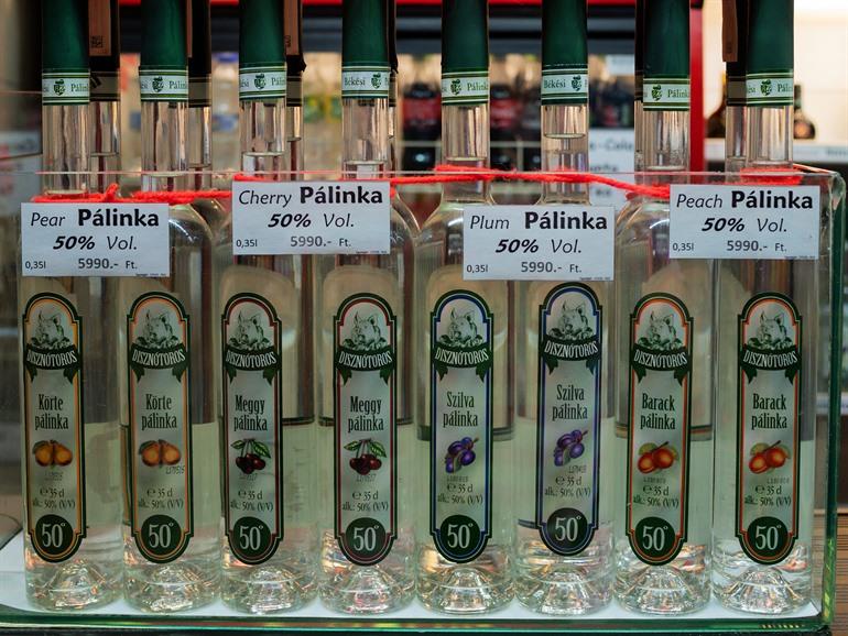 Pálinka (fruitbrandewijn) proeven, Hongarije