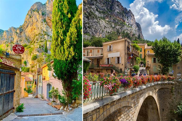 Pittoreske straten in Moustiers-Sainte-Marie, Provence