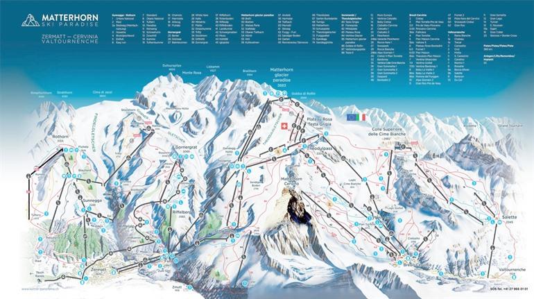 Skigebied Matterhorn op de kaart