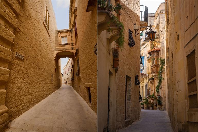 Smalle straatjes in Mdina, Malta
