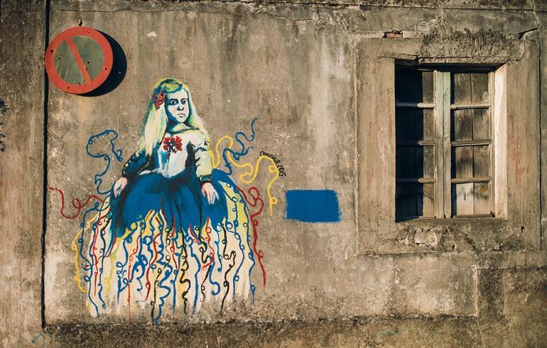 Straatkunst in het Canido district, Galicië