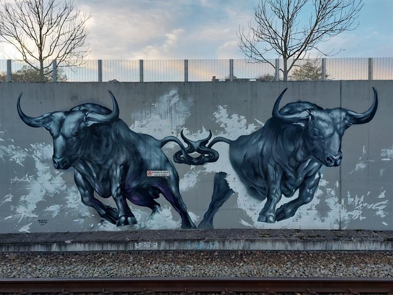 Street-art aan het station van Halle