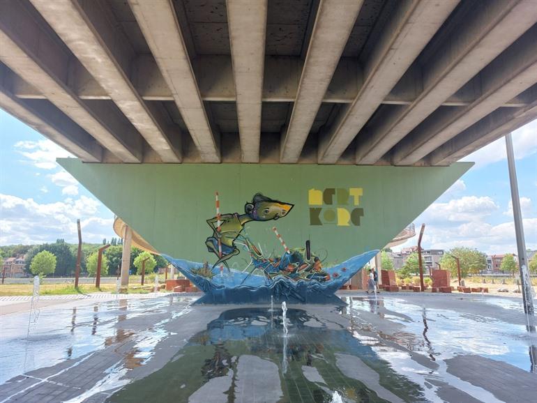 Street-art werken onder de brug van Vilvoorde