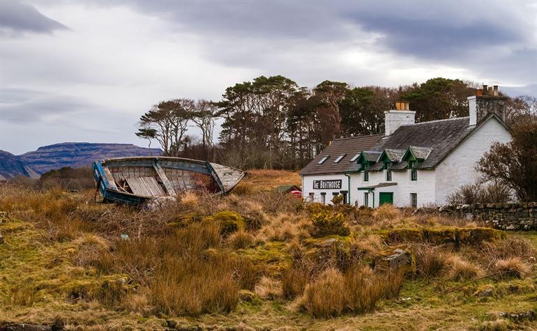 The Boathouse op Isle of Ulva, Schotland