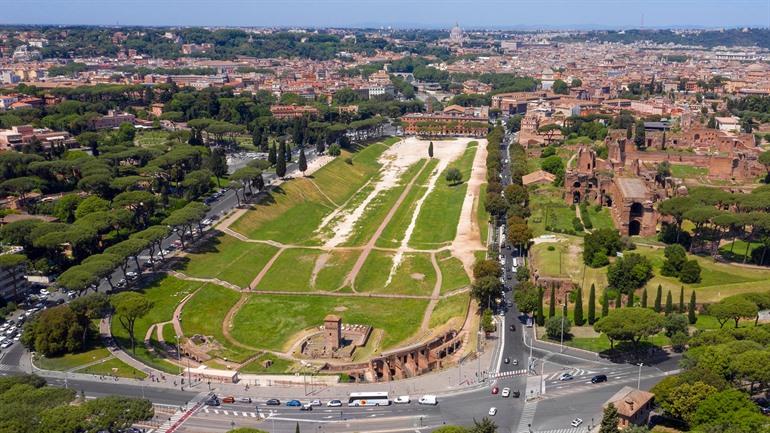Uitzicht op Circus Maximus in Rome