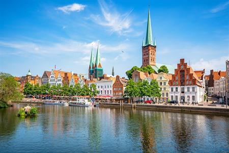 Uitzicht op de Hanzestad Lübeck, Mecklenburg-Vorpommern