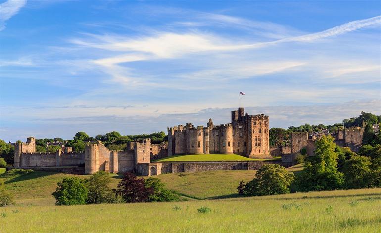 Uitzicht op het Alnwick Castle in Alnwick, Engeland