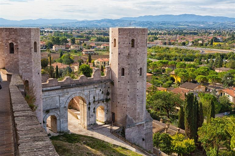 Uitzicht op Porta Venere in Spello