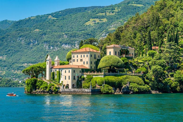 Uitzicht op Villa del Balbianello, Comomeer