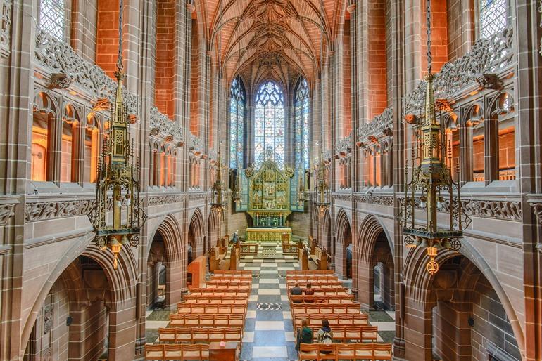 Uitzicht over de kathedraal van Liverpool