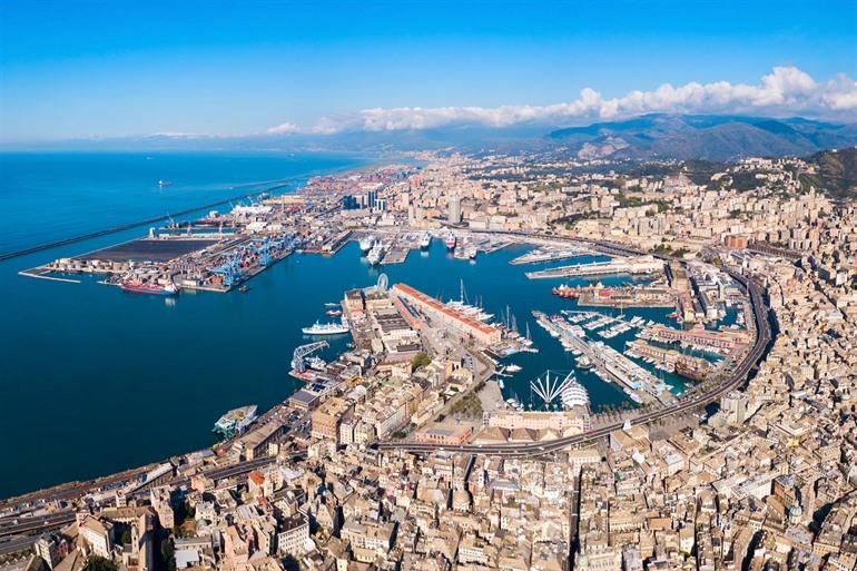 Uitzicht over Genua, Ligurië