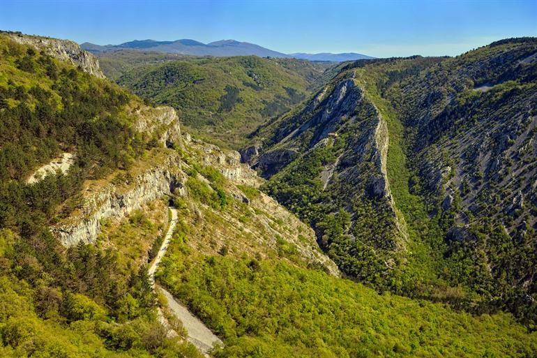 Uitzicht over Riserva Naturale della Val Rosandra