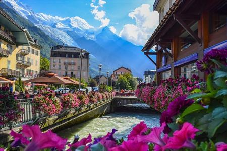 Uitzicht stadje Chamonix, Frankrijk