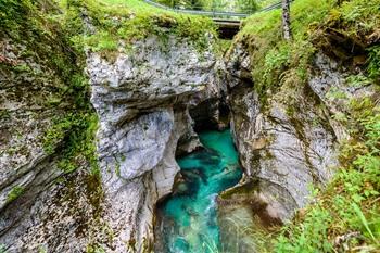 Velika Korita or Great canyon bij de Soča rivier, Slovenië 