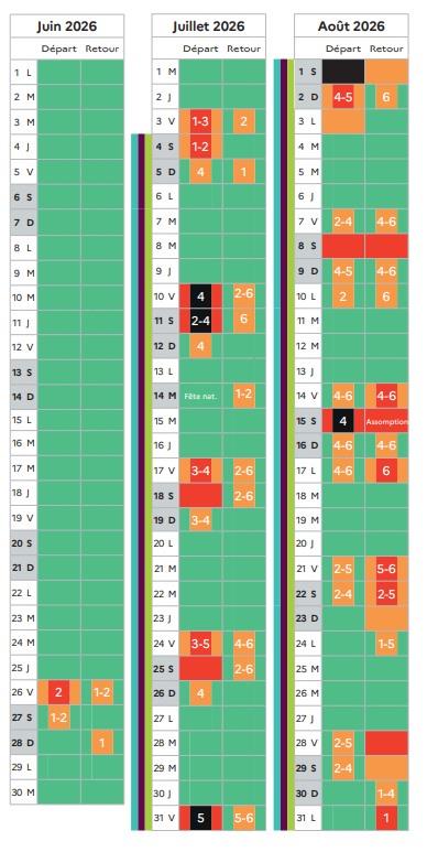 Verkeersdruktekalender 2025 opgesteld door Bison Futé