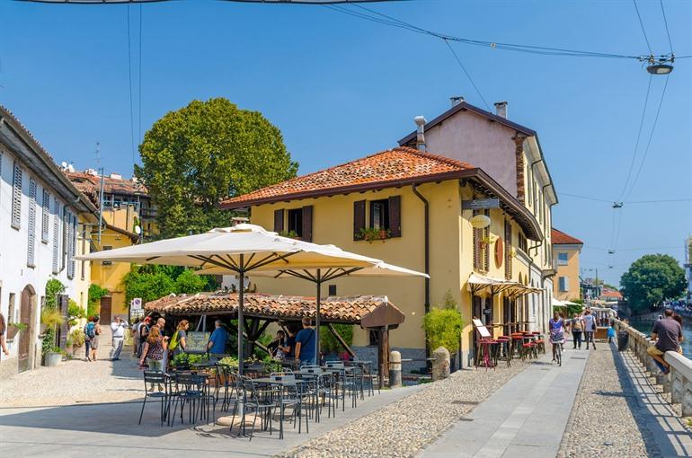 Vicolo dei Lavandai in de Navigli wijk, Milaan