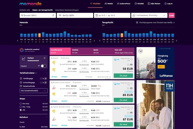 Vliegtickets vergelijken op Momondo