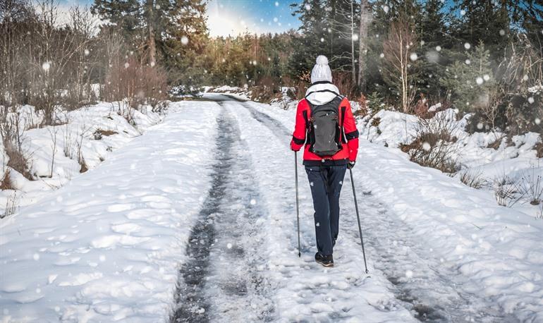 Wandelen in de sneeuw in de Ardennen