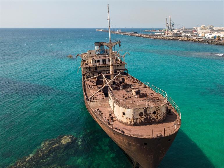 Wrak van de Temple Hall (Telamon) in Arrecife, Lanzarote